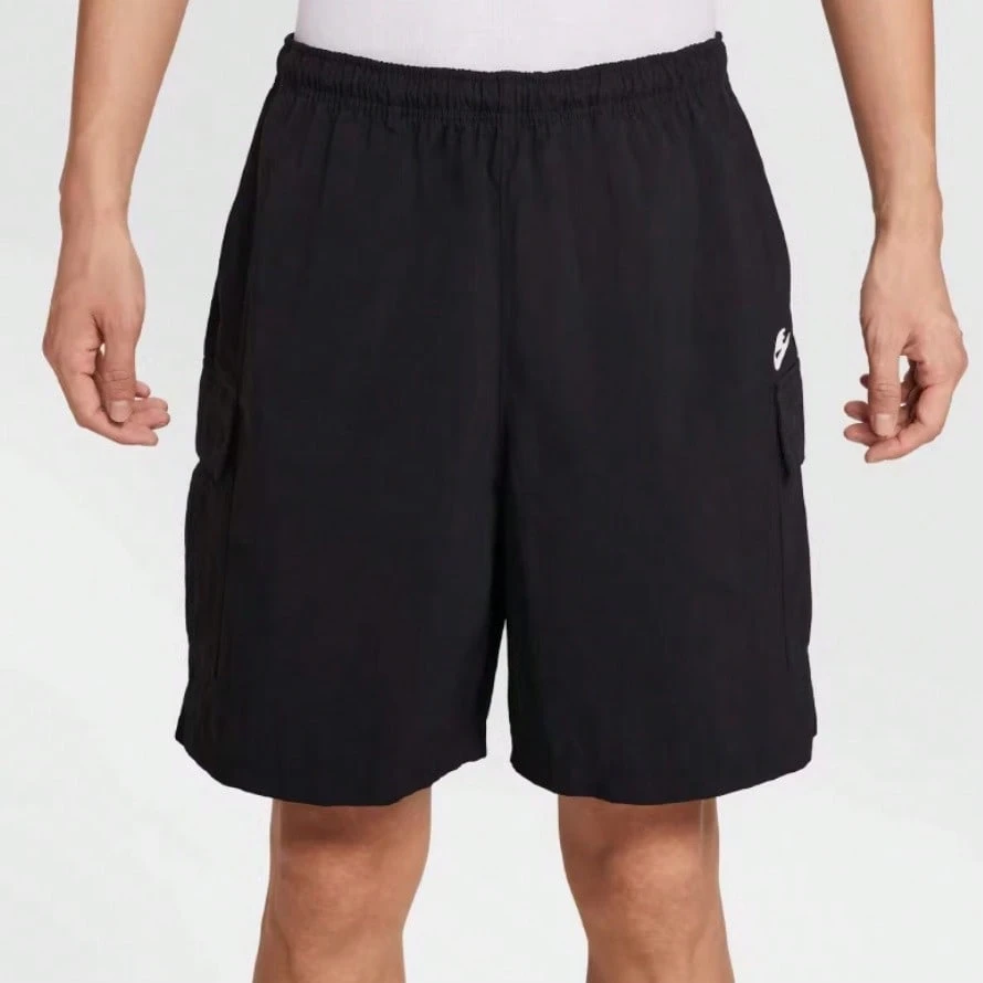 Nike 男士休闲刺绣Logo透气工装短裤，夏季 - 黑色 - 查看 1