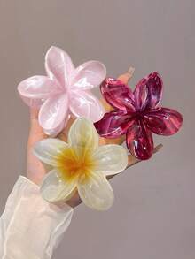 3pcs/Set 8cm/3.15in Ombre Flower Design White, Yellow, And Wine Red Plastic Hair Clips, Suitable For Women, Elegant, Minimalist, Versatile, Suitable For Daily, Party, Work Outfit, Back To School, Summer Hair Accessories, Fall/Winter Holiday Outfit Fashion Claw Clips Elegant Hair Claws Casual Hair Clutch Beauty Hair Jaw Clip