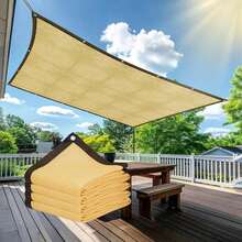 4x3m Malla de sombreado de plástico PE de color beige con protección UV, Malla de sombra para exteriores con protección UV, No acumula agua y es ideal para cobertizos de autos al aire libre, invernaderos, pérgolas, y más. Adecuada para uso doméstico, campamentos, estacionamiento, y cultivo de plantas - Beis - Ver 3