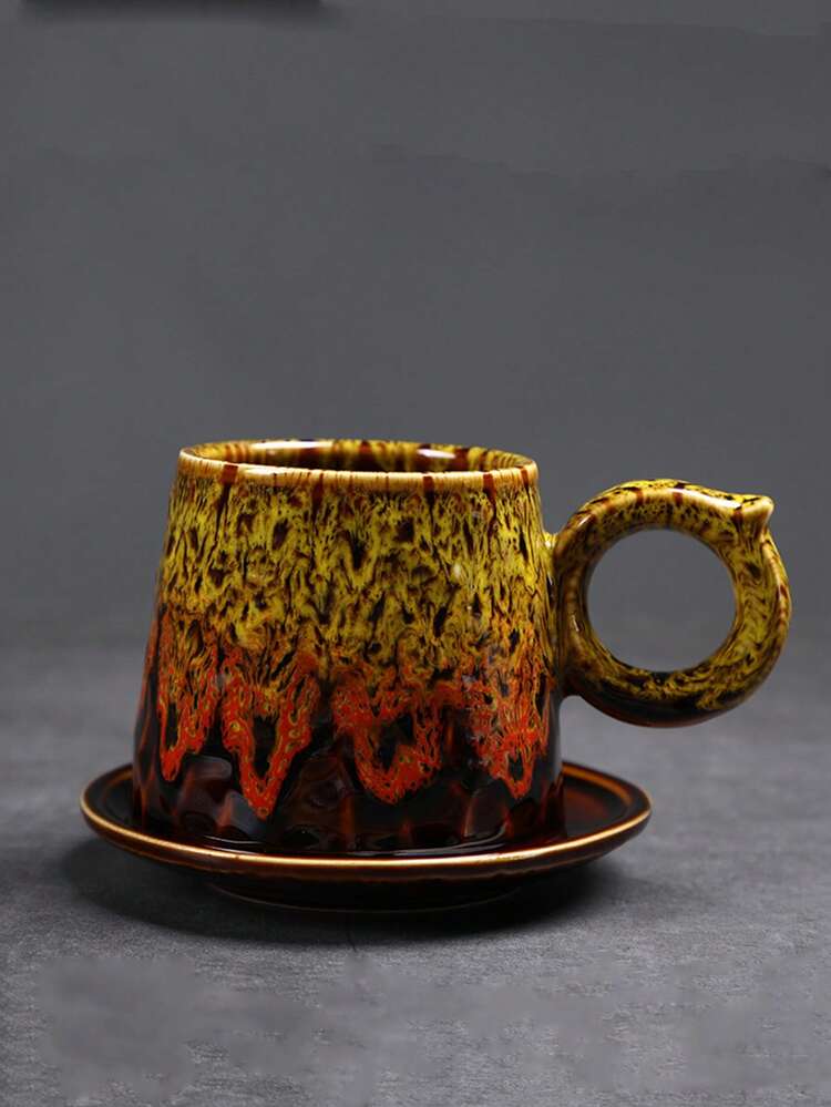 Set 2 Tasses Thé 400ml Lot De 2 Tasses à Café En Céramique 400ml Avec Couvercle Et Cuillère - Idéal Couple Et Cadeau