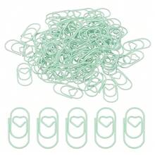 1x0.4 Inch Mini Paper Clip, 80 Pcs Metal Heart Paper Clip Wide Rust-Proof Strong Durable Small Cute Bulk For Office Supplies Document Organization Binder Bookmarks Planner, Green - Green - 查看 1