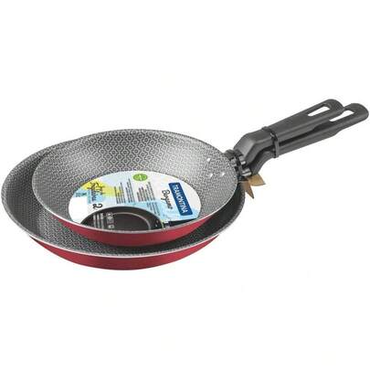 TRAMONTINA - Juego de Sartenes, 2 Piezas, Aluminio, Antiadherente, Accesorio Cocina, Dimensiones 20 y 25 cm, Color Rojo