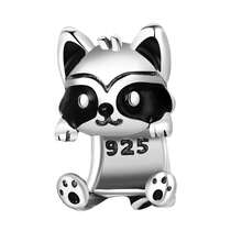 Cute Panda Animal 925 Sterling Silver Charms For Bracelets And Necklace Dangle Pendants Butterfly Elephant Dog Bead Jewelry Present For Women Family Friends - 浣熊護身符 - 查看 1