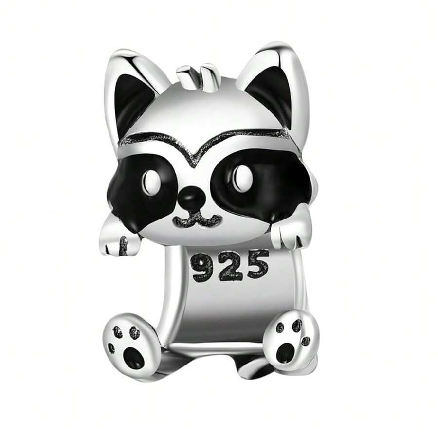Cute Panda Animal 925 Sterling Silver Charms For Bracelets And Necklace Dangle Pendants Butterfly Elephant Dog Bead Jewelry Present For Women Family Friends - 浣熊護身符 - 查看 1