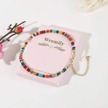 Natural Stone Beaded Anklets Bracelets For Women Handmade Beaded Anklet Bracelet Waterproof Boho Beads Ankle Bracelet Adjustable Summer Jewelry - 混合顏色 A - 查看 6