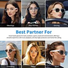 VUB 2026 Wireless Smart Glasses, Auto-Dimming Lenses, Touch Operation, Built-In Microphone, HD Audio, Wireless Connection, Rechargeable Battery, Suitable For Office, Outdoor, Sports, Driving, Music Playback, Hands-Free Calling - Ideal Holiday Gift! - 藍色 - 查看 10