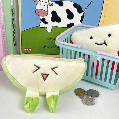 1pcs  Storage Creative Coin Purse Key Bag Apple Slice Shape Data Cable Storage Bag Portable Dustproof Multi-Functional Girly Heart Pendant Coin Purse Student Gift