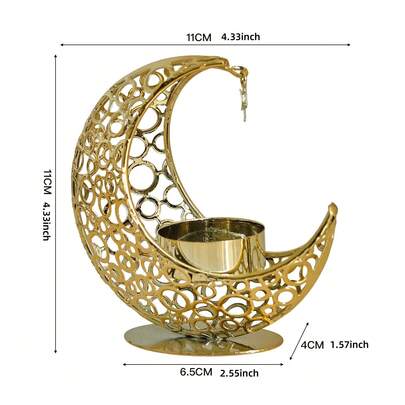 1pc Crescent Moon Metal Incense Burner, Arabic Middle Eastern Style Living Room Tabletop Aroma Diffuser, Tablecloth Candle Holder, Decorative Tabletop Accessory