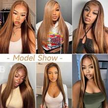 13x6 13x4HD Clear Lace Front Wig, Brazilian Human Blended Hair Straight, Glue-Free - 200% Density Forehead, Pre-Plucked Hairline & Baby Hair, 34 Inches Natural Black, Easy To Wear, No Glue Required - SP4/27 - View 8