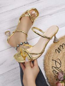 2026 Fashionable & Elegant Women's Gold High Heel Slides - Gold - View 6
