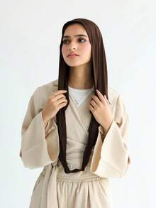 1件装女士经典纯色头巾，预缝制三角围巾，可环绕颈部，可调节头巾，柔软舒适的粘胶面料，适合搭配头巾服饰、日常穿着、运动、瑜伽 - 多色 - 查看 8