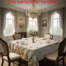 1pc Easter Bunny Print Table Napkins, Easter Egg & Bunny Tablecloth, Polyester Rectangular Tablecloth, Dining Room Decoration, Home Easter Decoration, Easter Party Gift, Festive Easter Party Supplies, Easter Party Decoration - Multicolor - View 13