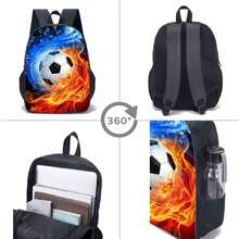 3-pack ryggsäckar, fotbolls-/matchmönster, unisex, inkluderar axelväska, pennfodral och ryggsäck