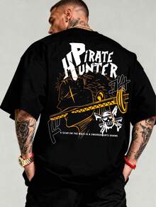 Fashionable Men's T-Shirt With Anime Print, Comfortable Short-Sleeved Shirt Made Of Pure Cotton, Casual Sportswear, Summer Clothing, Stylish Streetwear T-Shirt, Suitable For Everyday Wear And Outdoor Sports, Machine Washable. - Black - View 1