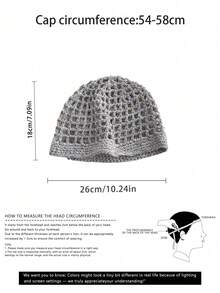 1 件夏季镂空针织帽，女士复古百搭手工编织无檐小帽，轻薄凉爽帽，春夏休闲帽，柔和色彩无檐小帽，时尚防晒头巾 - 鏤空冷帽* - 查看 4