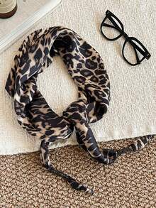 1pc Women's Leopard Print Long Scarf. Paisley Pattern Necktie Suitable For Matching Bags, Shirts, Ribbons, Headbands, Belts, Daily Wear, Parties, Galas, Street Photography, Fashionable And Elegant Women's Decorative Rectangular Scarf, Necklace, Ribbon Hair Accessory, Floral Pattern - Multicolor - View 13