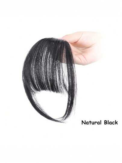 Clip In Bangs - 1pc 10Inch Blend Human Hair Bangs,Wispy Bangs Clip In Hair Extensions, Brown Black Blonde Air Bangs Fringe With Temples Hairpieces For Women Curved Bangs For Daily Wear