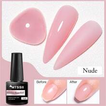 Mtssii 7ml Natural Nude 2 In 1 Rubber Base Gel Nail Polish Milky Pink Jelly White Nail Camouflage Color Coat Semi Permanent Soak Off UV Rubber Gel Base For Nails Manicure Nail Supplies Nail Art Design For Home Salon Gift For Women - 裸色 - 查看 2