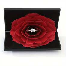 1pc 3D Ring Box, Small Ring Box Proposal And Engagement, Wedding And Birthday, Jewelry Box - Red - View 3