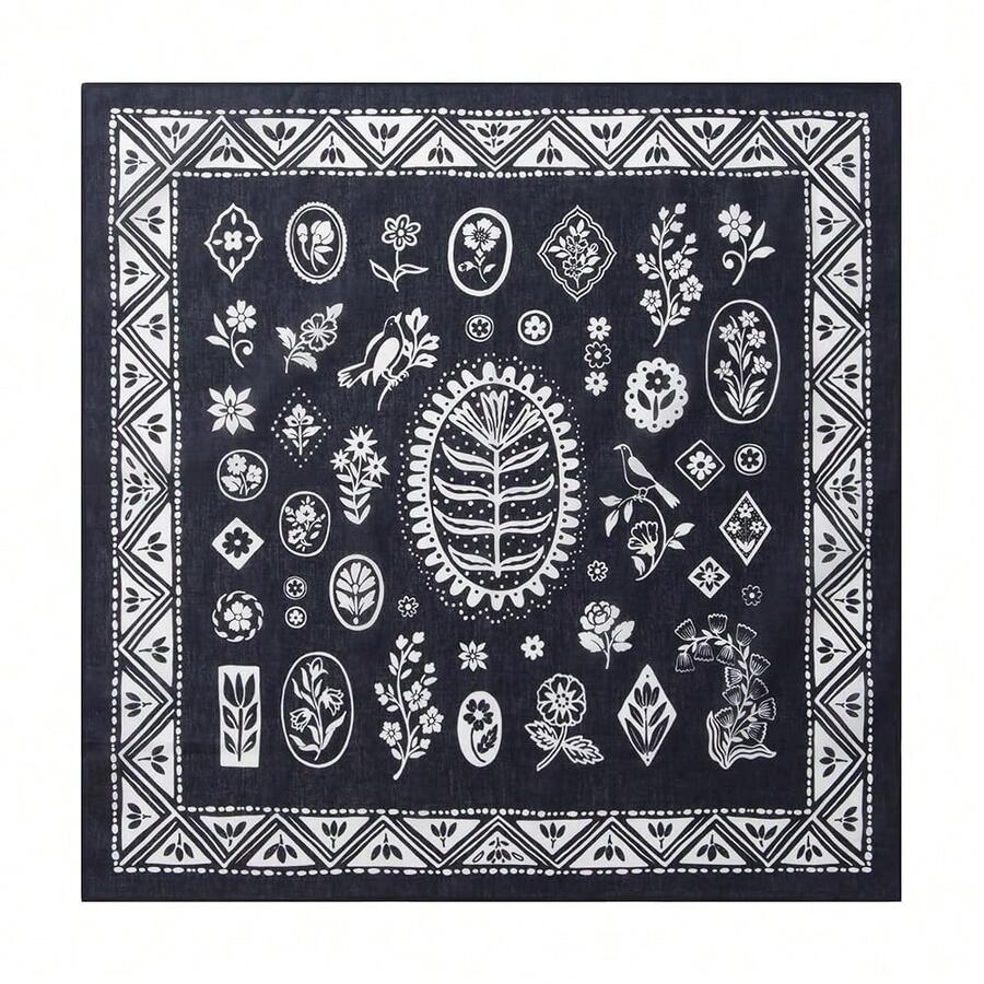 22\X22\ Flower Cotton Bandana Multi-Purpose Headbands - BlackBloom - View 1