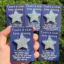 1/4/5个装励志树脂星星装饰品,配有激励语录“你是一颗闪亮的星星,继续闪耀”,是考试、手术、困难时期、祝愿好运、感恩节、生日、情人节的安慰和鼓励礼物。 - 彩色 - 查看 14