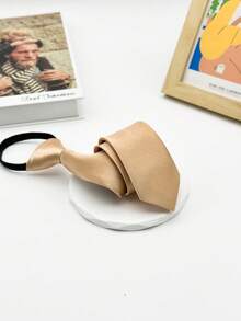 1条男士5厘米纯色拉链领带，衬衫装饰配饰 - 香檳色 - 查看 3