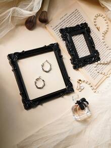 1 قطعة إطار صورة بشكل بيضاوي مصنوع من الراتنج بنمط زهري عتيق باللون الأسود، مناسب للتصوير الفوتوغرافي وديكور المنزل المصغر وديكور عيد الهالوين - متعدد الألوان - مشاهدة 9