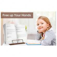 Book Stand Metal Desk Book Holder, Book Holders For Reading Hands Free, Adjustable Cookbook Documents Holder, Portable Bookstand For Music Books, Textbook, Recipe, Tablet, Ipad (Brown) - Brown - View 9
