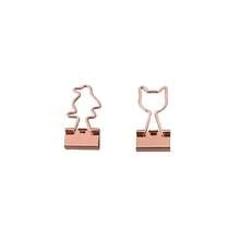 Cat And Penguin Shape 16pcs Binder Clips With Clear Box, Rose Gold, Funny Cute Paper Clamps Paperclips Bookmarks Planner Binders For Fun Office Supplies Schoolsss Gifts Wedding Decoration - 貓企鵝活頁夾16件套 - 查看 1
