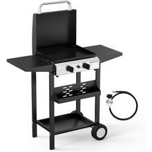 2 Burner Portable Propane Griddle With Lid, 20000BTU Tabletop Flat Gas Grill With Ignition And Oil Collector, Camping Griddle For Outdoor Cooking Patio Backyard Sandbeach BBQ Party - Bếp ga để bàn 2 bếp - Xem 11
