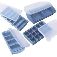 Blue Silicone Freezer Trays With Lids For Meal Prep And Kitchen Essentials - 2 Tbsp 1/2 1 And 2 Cup Sge Set 4 Pack - 藍色 4 件裝 - 查看 8