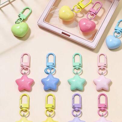 5 piezas Llavero de estrella de colores, llavero de corazón, llavero de estrella de color caramelo, regalo creativo para la novia, accesorios de teléfono/coche, regalo festivo, adecuado para decoración del hogar, regalo de boda, regalo de aniversario, regalo para la novia, regalo del Día de la Madre, regalo del Día de San Valentín