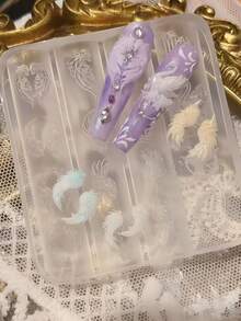 1pc Nail Art Mold, Swan Wing, Bow Arrow, Star, Heart Shaped 3D Nail Jewelry Accessories, Transparent Silicone Mold