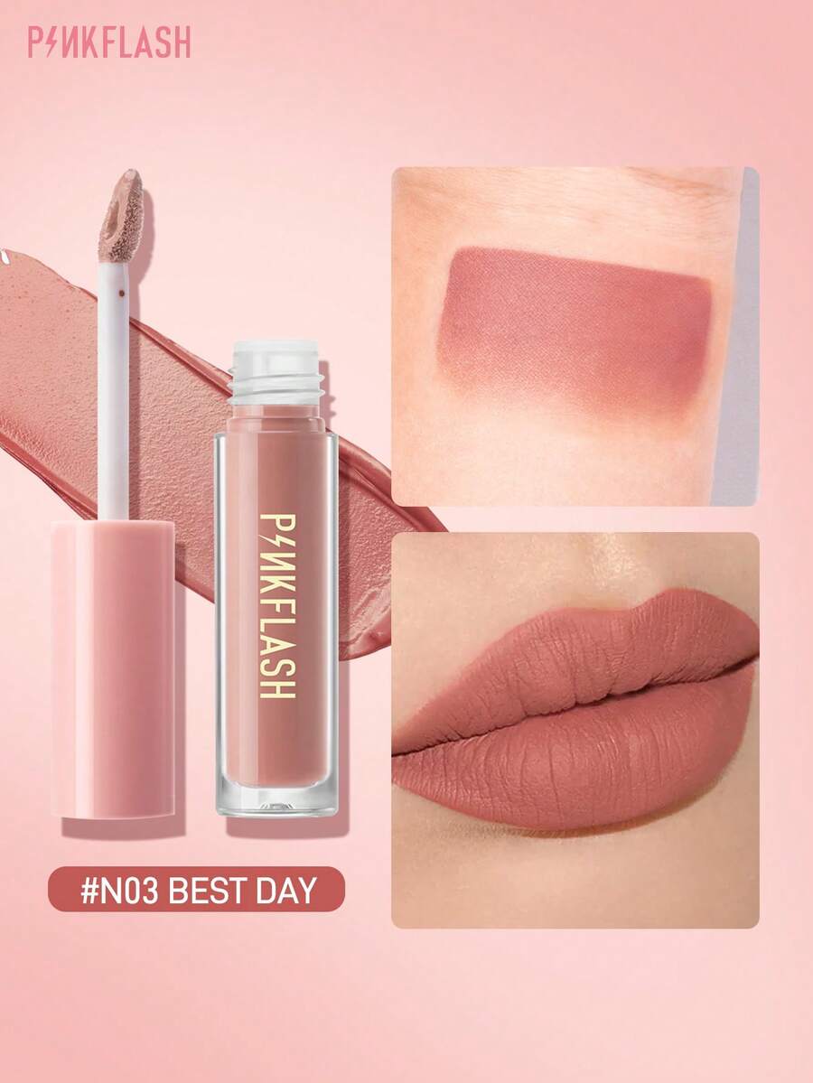 PINKFLASH 亮泽唇膏 - 光泽妆效，滋润保湿，持久显色，轻盈配方，不粘腻 - N03 - 查看 1