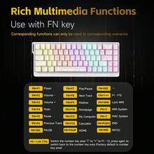 Teclado mecánico de juego AJAZZ 65% Mini, interruptor rojo, 68 teclas compacto con cable para oficina, NK68 V2 retroiluminación RGB, sensación mecánica ergonómica, accesorio de oficina, plug and play DIY, compatible con varios sistemas para juegos y oficina - Multicolor - Ver 10