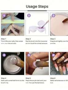 12盒/盒 透明粉白裸色亚克力粉 - 10克/盒 专业亚克力美甲粉，适用于亚克力美甲延长、3D美甲艺术聚合物粉，无需美甲灯，3D雕塑延长亚克力粉，专业沙龙品质，无气泡，持久美甲 - 彩色 - 查看 6