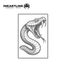 INKARTLINK 1张酷炫动物系列装饰临时纹身贴纸,图案包括凶猛的蛇、雪茄猫和心形蝎子,防水,持久1-2周,男女皆宜。 - 黑色 - 查看 4