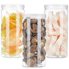 Clear Sealed Can With Lid Plastic Empty Packing Bottle Circular Storage Bucket Biscuit Jar  Sealed Cans Tank Container - 155ml - Xem 3