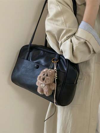 1 pieza Bolso de mano de mujer de piel de PU, bolso cuadrado de gran capacidad, resistente a los arañazos y al desgaste, para pasaporte, dinero, tarjeta de identificación, tarjeta de crédito, ligero, para ir y venir, moda casual minimalista, adecuado para compras, ir y venir, trabajo, citas, compras, viajes diarios