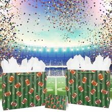 13" Football Party Favor Gift Paper Bags,Football Gift Wrap Bag With Tissue Paper For Sports Party Football Birthday Goodie Gifts Treat Wrapping Bags For Men - green - 查看 3