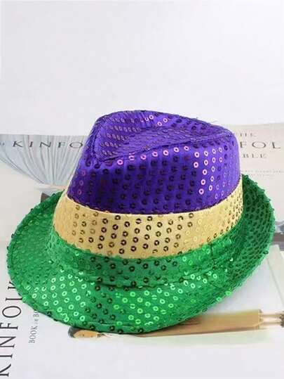 2pcs Adult Jazz Hat, Bowl-Shaped Hat, Performance Show, Glitter Hat, Stage Dance Festival Cap
