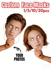 1/3/5/10支装定制人脸扇 | 适用于单身派对礼品、婚礼拍照道具、新郎面部装饰 | 非常适合单身派对团体、婚礼策划师、单身派对主办方、礼品制作商、派对爱好者 | 坚固的木棍，可重复使用的扇子道具，趣味派对扇子，婚礼拍照配件，生日派对装饰，单身派对扇子道具，易握手柄 - 多色2 - 查看 2