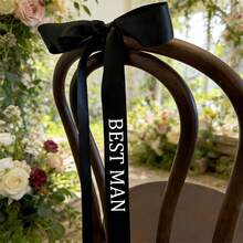 1pc 5cm Wide X 165cm Long Custom Wedding Chair Sash, High-Quality Custom Satin Chair Seat Card, Groomsman & Bridesmaid Reserved Seat Card, Wedding Chair Back Decor Nameplate, Custom Chair Sash - Multicolor - View 8