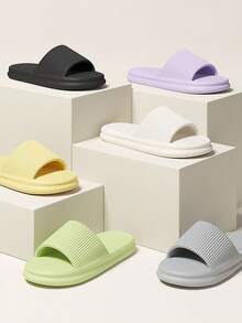 1 Pair Striped EVA Slippers: Lightweight, Non-Slip, Suitable For Daily Wear - Multicolor - View 3