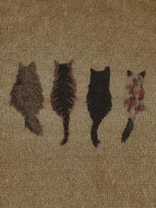 Cute Cat Back Print Oversized Knit Sweater For Women - Multi-Color Cozy Casual Loose Fall Winter Pullover CatPrintSweater OversizedKnitwear CuteAnimalSweater - 棕色 - 查看 4