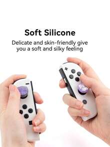 4pcs Glitter Purple Butterfly Design Silicone Thumb Grip Joystick Caps For Nintendo Switch 2017/OLED/Switch Lite