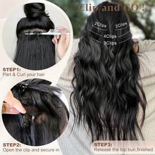 Long Wavy Clip-In Hair Extensions Women - 4PCS Thick Synthetic Hairpieces With Snap Clips, Easy To Wear & Comfortable, Daily Use, Parties And Styling - Dark Brown - Xem 5