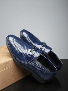 Slip-On Loafers, Casual, British Style Leather Shoes - Blue - View 4