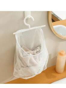 悬挂式收纳架、衣夹篮、衣夹架、脏衣篮、晾衣架 - 白色 - 查看 4