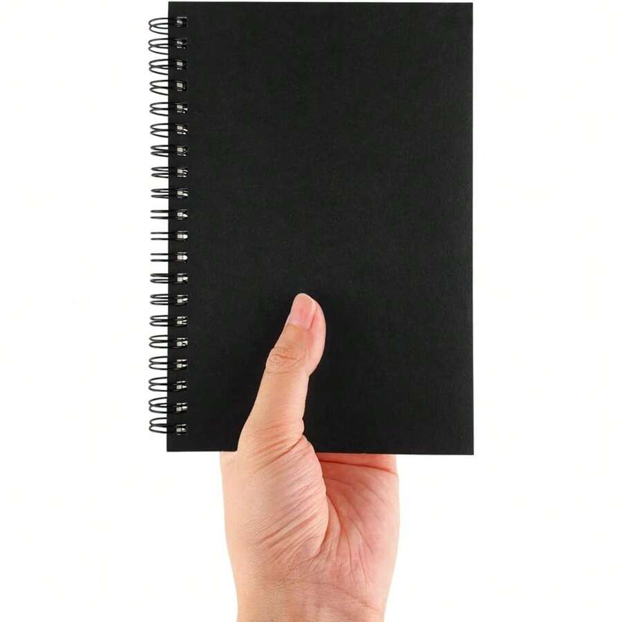 Spiral Bound Sketchbook 7.5x5.1 Inches 100 Pages 50 Sheets Black Soft Cover Blank Notebook For Drawing Writing Journaling - 1 - 查看 1